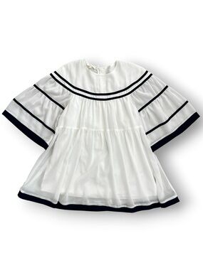 Girls Chloé Off White and Navy Tiered Dress
